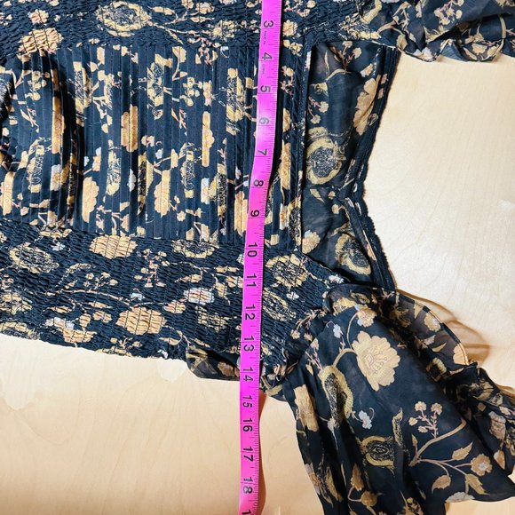 Free People Women's Floral Print Bodysuit Black - Size Medium - Picture 9 of 10